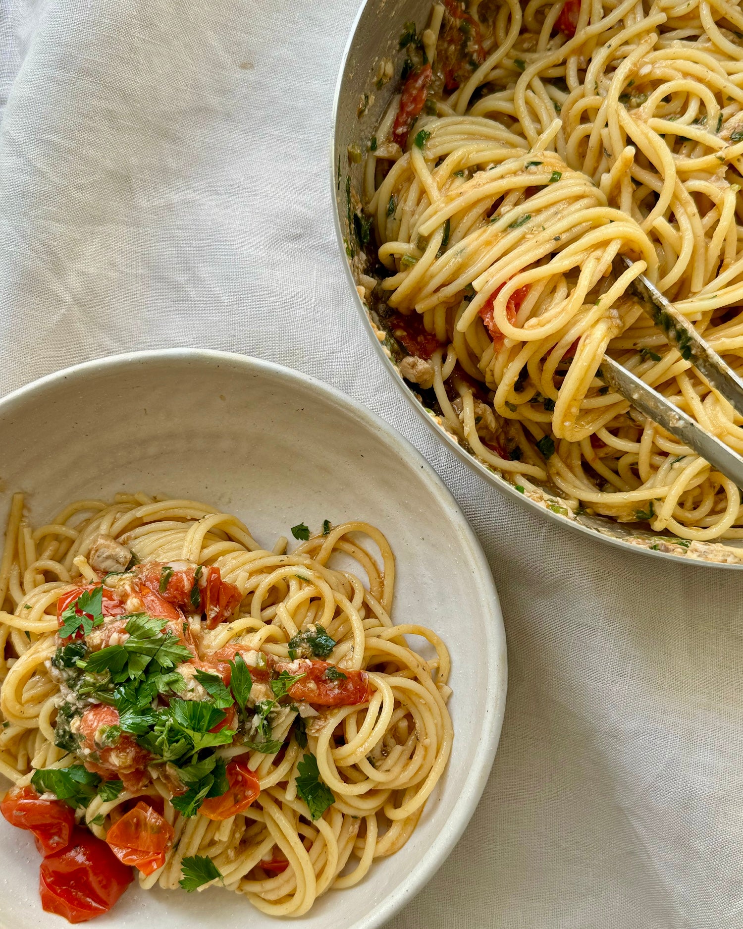 Sicilian Spaghetti with Sardines and Cherry Tomatoes