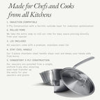 Made In Cookware - 3 Quart Stainless Steel Saucier Pan - 5 Ply Stainless Clad - Professional Cookware - Crafted in Italy - Induction Compatible