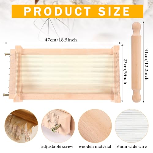 Silifine Pasta Guitar Chitarra Cutter Rolling Pin, Wood Color, Wood | Guitar String Cutting Board for Spaghetti Lasagna, Italian Tool, Handmade Pasta Maker, Cooking Gift for Grandma, Mom