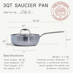 Made In Cookware - 3 Quart Stainless Steel Saucier Pan - 5 Ply Stainless Clad - Professional Cookware - Crafted in Italy - Induction Compatible