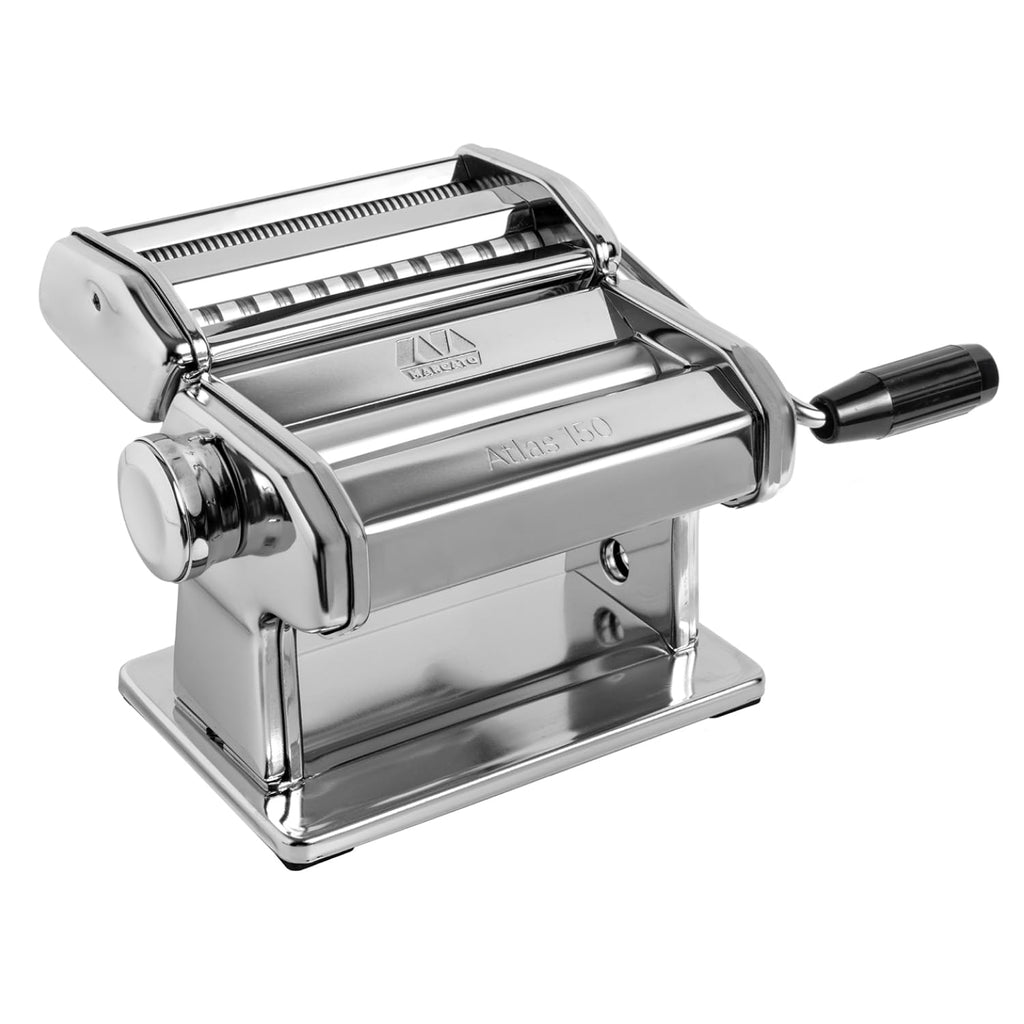 Marcato Atlas 150 Pasta Maker Machine - Durable Chrome-Plated Steel Manual Pasta Roller W/Adjustable Dough Thickness, Features A 10-Position Regulating Knob, W/ 3 Pasta Shape Options - Silver
