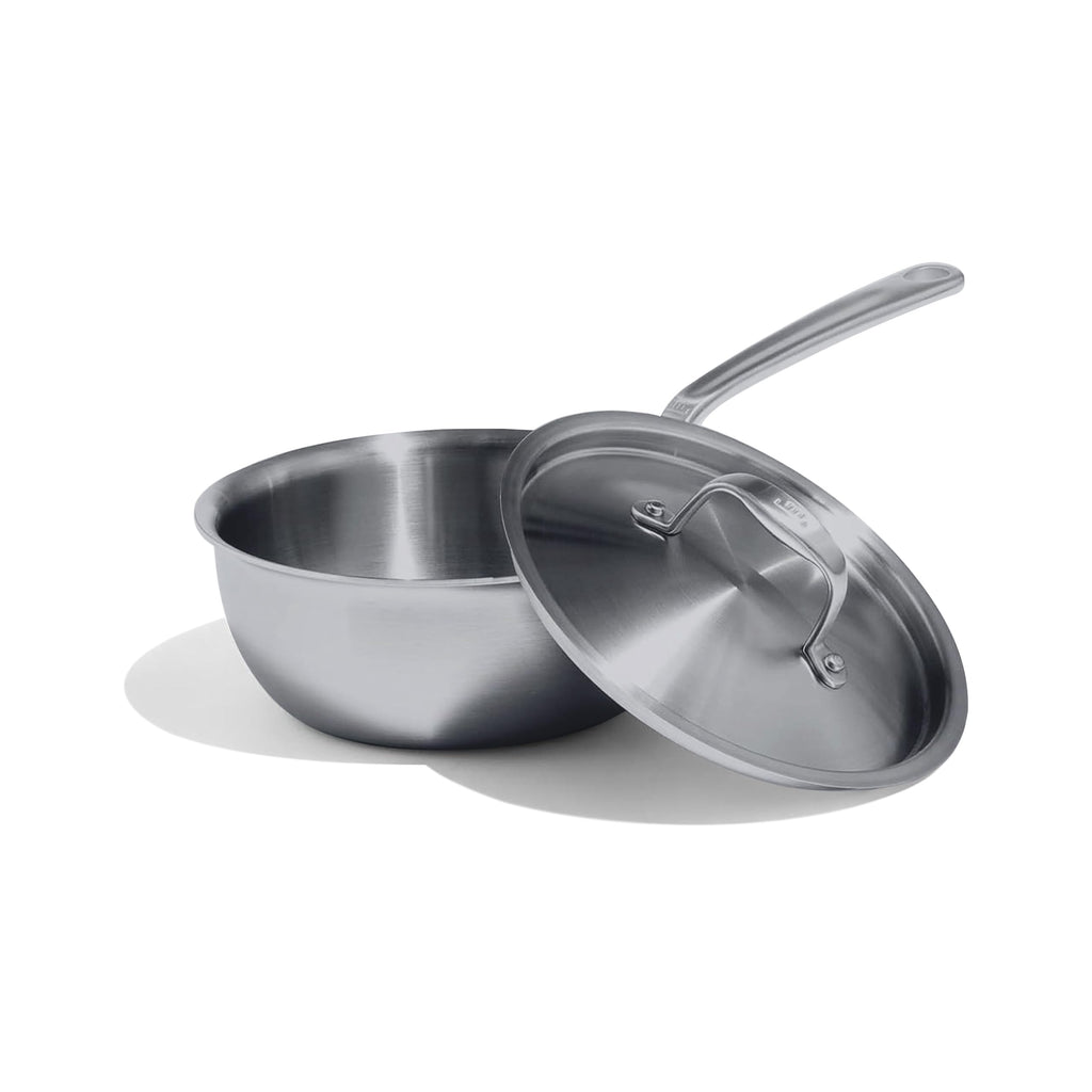 Made In Cookware - 3 Quart Stainless Steel Saucier Pan - 5 Ply Stainless Clad - Professional Cookware - Crafted in Italy - Induction Compatible