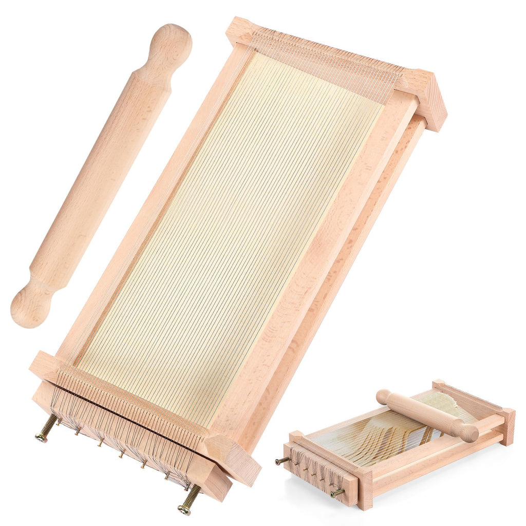 Silifine Pasta Guitar Chitarra Cutter Rolling Pin, Wood Color, Wood | Guitar String Cutting Board for Spaghetti Lasagna, Italian Tool, Handmade Pasta Maker, Cooking Gift for Grandma, Mom