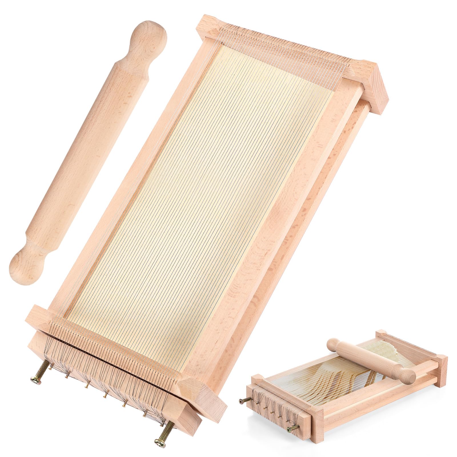 Silifine Pasta Guitar Chitarra Cutter Rolling Pin, Wood Color, Wood | Guitar String Cutting Board for Spaghetti Lasagna, Italian Tool, Handmade Pasta Maker, Cooking Gift for Grandma, Mom