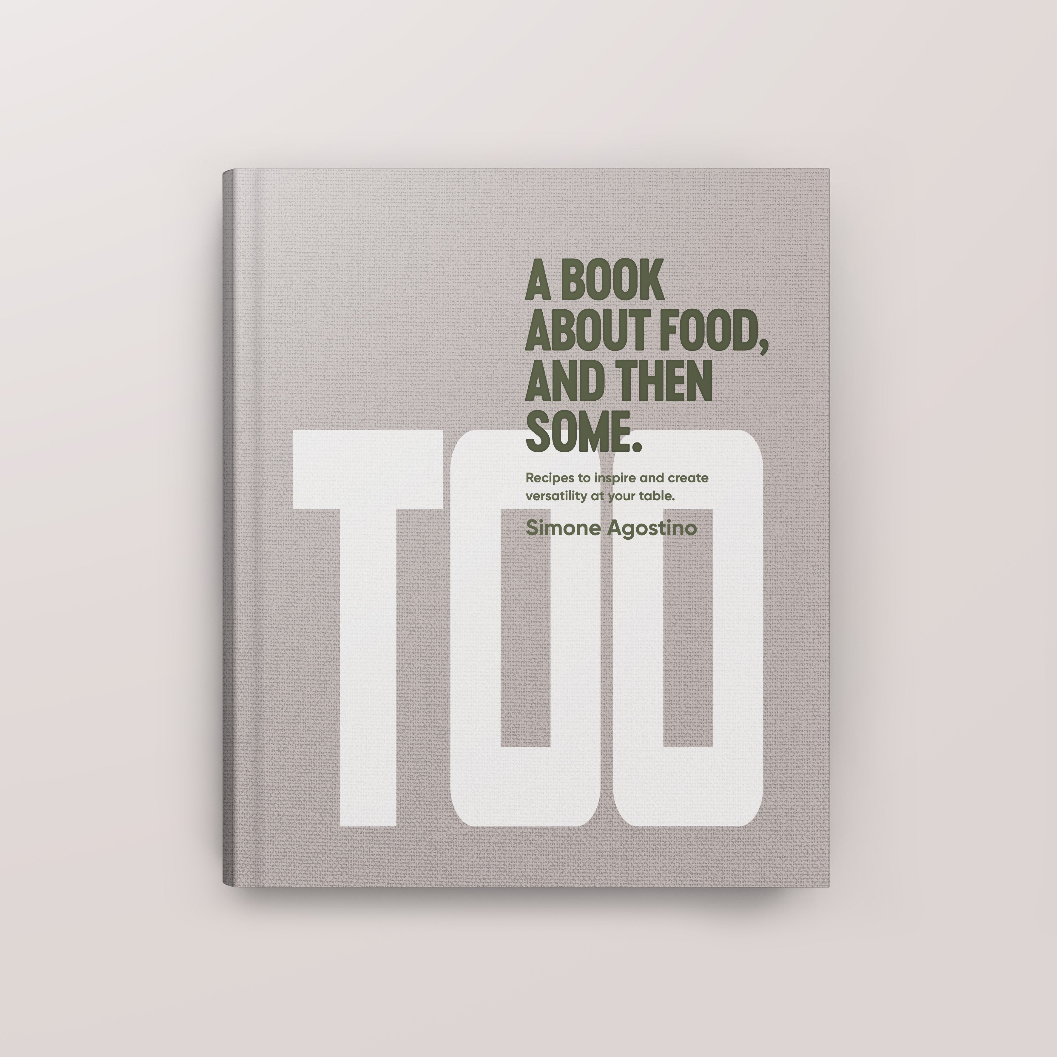 Ivory cover of TOO pasta cookbook by Simone Agostino.