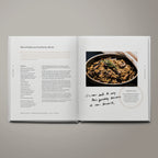Recipe page for mixed mushroom pearl barley risotto from The Table of Us cookbook by Simone Agostino.