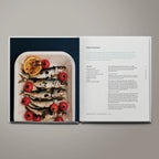 Recipe page for bakes Sicilian sardines from The Table of Us cookbook by Simone Agostino.