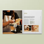 Step-by-step guide on shaping bigoli pasta with process photos from TOO Cookbook by Simone Agostino.